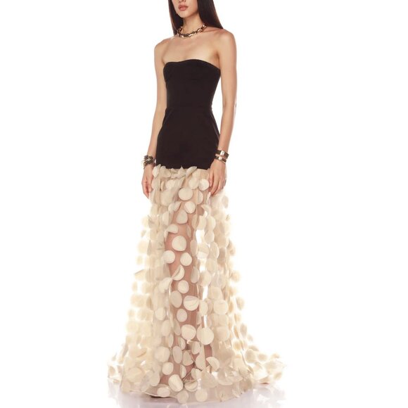 BEST Bronx and Banco Harper Strapless Black and Beige Gown Maxi Dress - Picture 5 of 15